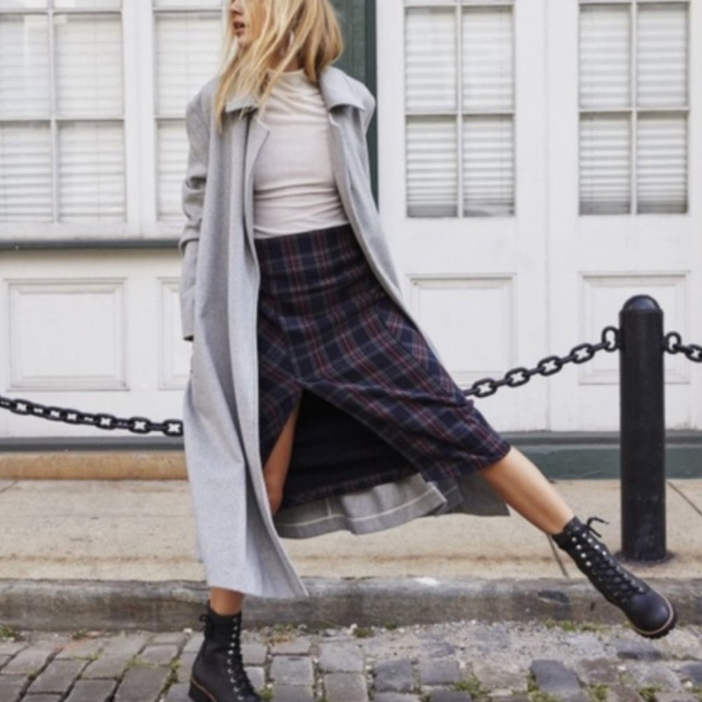 FREE PEOPLE Wellington Tartan Plaid Midi Pencil Skirt Size 12 NWT